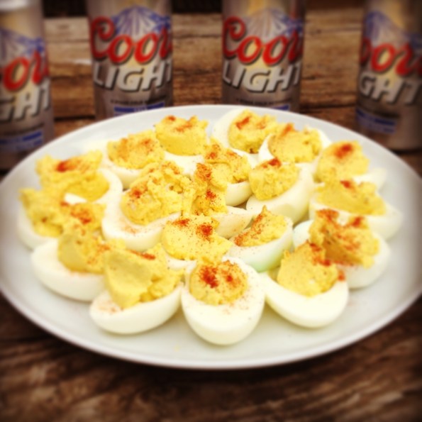 To give you a little perspective on how behind I am on blogging (sorry, life is crazy!), we did this work Easter weekend. And what Easter is complete without deviled eggs and Coors Light?! 