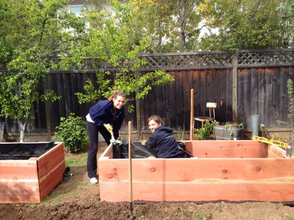 Installation! Getting ready to add the dirt, drippers, and plants.