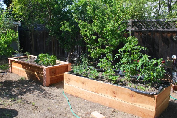 My kind of before and after picture... on the left, see the finished planters. On the right, what they looked like before