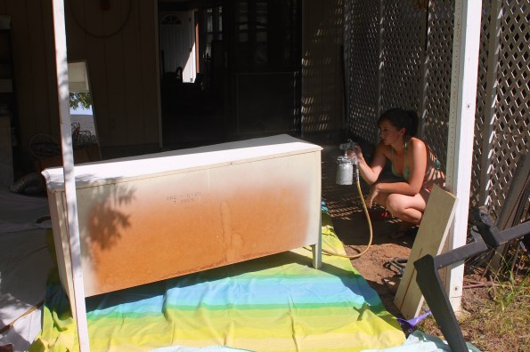 who doesn't paint furniture in a bikini?