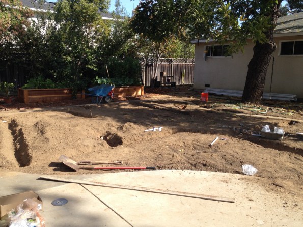 Lots of trenches. Note the rounded concrete corner in the foreground of this photo? I forgot to mention that my dad also cut the square corner into a nice round curve :)