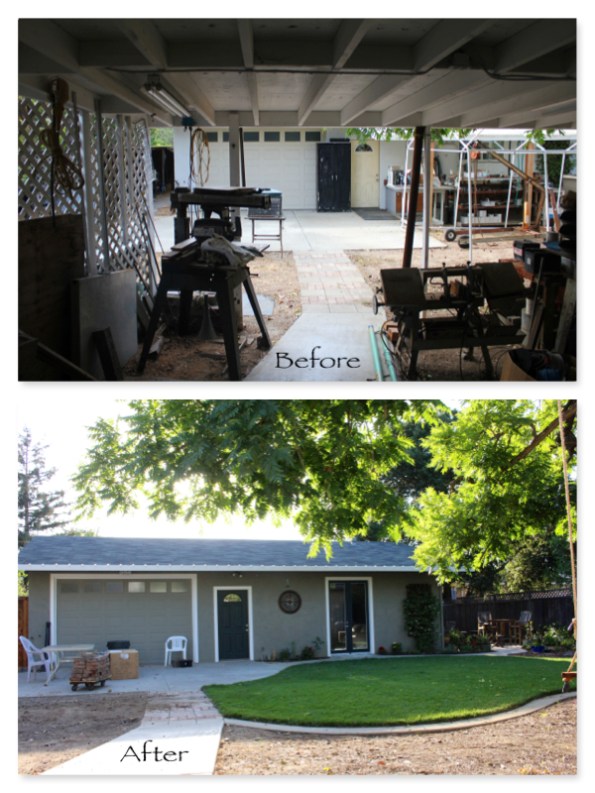 From the back patio, near the swings