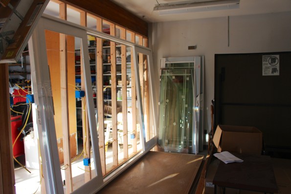 Ready and waiting, leaning on the new wall for support