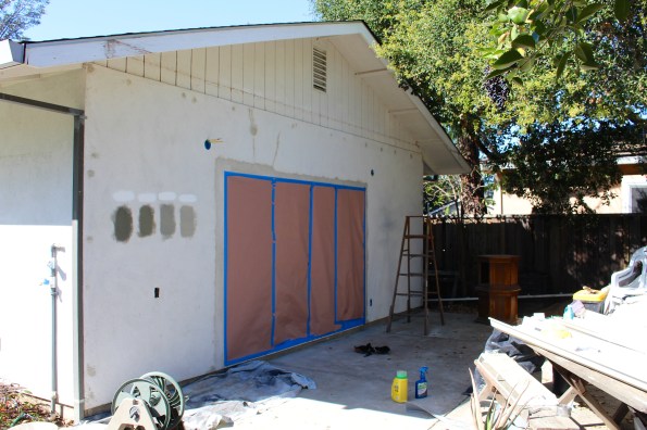 New doors protected before the great paint spraying adventure!