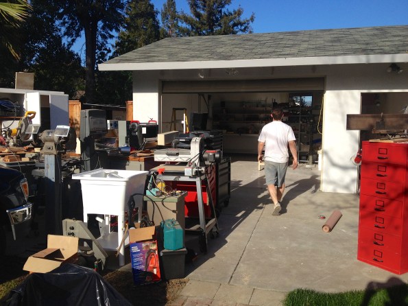 And just for fun: look at everything we had to pull out of the shop. There's a lot of stuff in there!